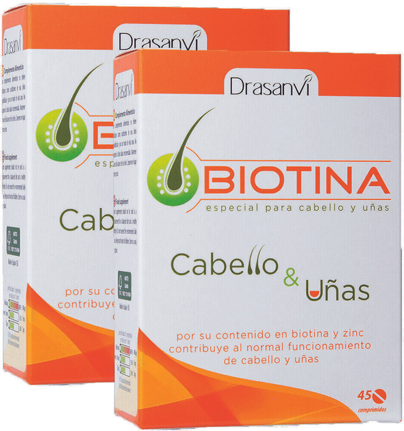 Suplement diety Drasanvi Biotyna 400 mcg 45 tabletek (8436044512032) - obraz 1