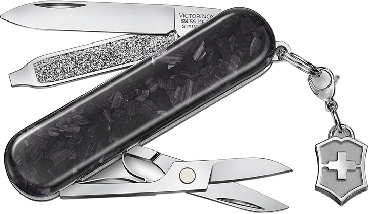 Нож Victorinox Classic Brilliant Carbon 58 мм 5 функций накладки карбон (0.6221.90) - изображение 1