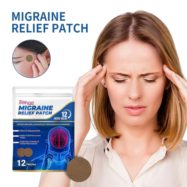 Пластир від головного болю та мігрені Migraine Relief Patch 12 шт - изображение 1