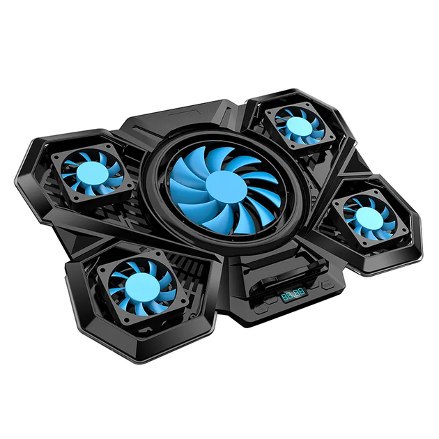 Підставка для ноутбука з охолодженням VHG F13 з RGB-підсвічуванням Laptop Cooling Pad, Blue - Фото 6 Підставка для ноутбука з охолодженням VHG F13 з RGB-підсвічуванням Laptop Cooling Pad, Blue - изображение 6