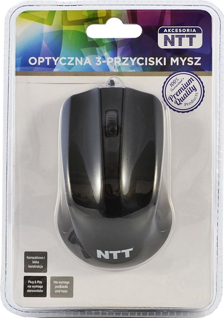Mysz NTT USB Czarny (NTT-MUS-3B-01) - obraz 1