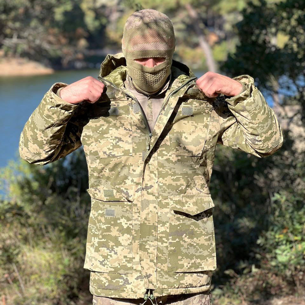 Мужская зимняя Куртка CORDURA с Капюшоном на синтепоне / Бушлат до -25°C пиксель размер XL - изображение 2