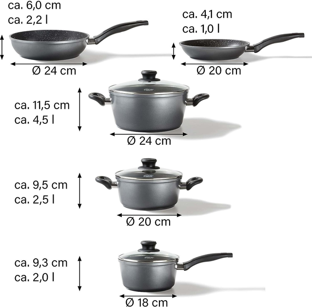 Zestaw garnków Stoneline 6588 8 sztuk (4020728502897) - obraz 2