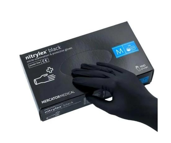 Перчатки Черные нитриловые Nitrilex Mercator Medical M 100шт (AK0023) - изображение 1