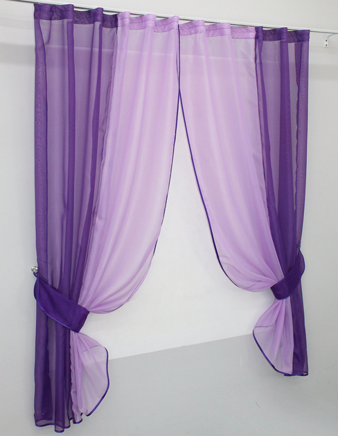 Кухонний комплект штор VR-Textil № 017к на карниз 1-1.5 м 265х170 см Фіолетово-бузковий (52-0059) - зображення 2