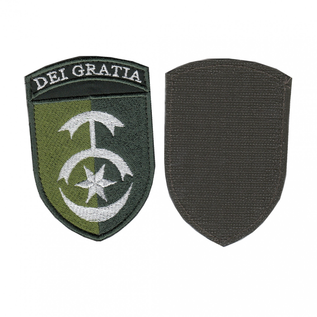 Шеврон патч на липучке 30-я отдельная механизированная бригада Dei Gratia оливково-зеленая, 7*10см - изображение 1