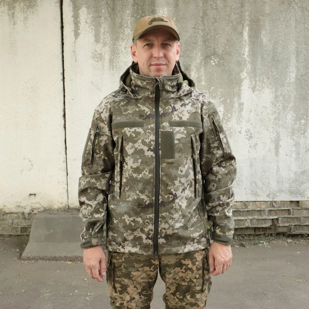 Тактична куртка "Шторм" Softshell піксель на флісі розмір 50 (911) - изображение 1