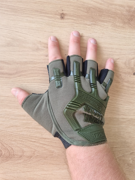Тактичні рукавички без пальців Mechanix Mpact, Олива, розмір L - зображення 1