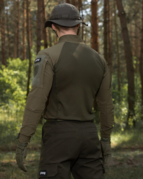 Мужская тактическая рубашка Убакс хаки под шевроны армейская L - изображение 2