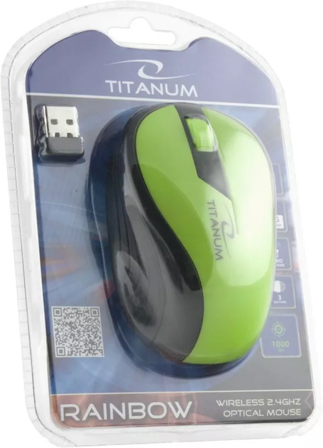 Mysz bezprzewodowa Esperanza Titanum TM114G Czarny/Zielony (5901299904794) - obraz 4