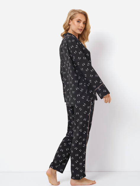 Piżama (koszula + spodnie) Aruelle Dayla pajama long 2XL Czarna (5905616141473) - obraz 2