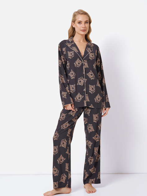 Піжама (сорочка + штани) Aruelle Taya pajama long M Чорна (5905616144221) - зображення 1