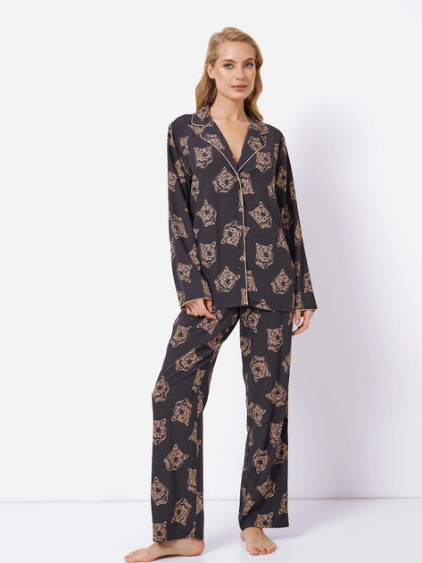 Piżama (koszula + spodnie) Aruelle Taya pajama long XL Czarna (5905616144245) - obraz 1