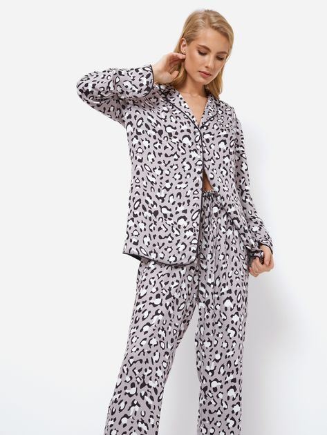 Піжама (сорочка + штани) Aruelle Valencia pajama long M Сіра (5905616144320) - зображення 4