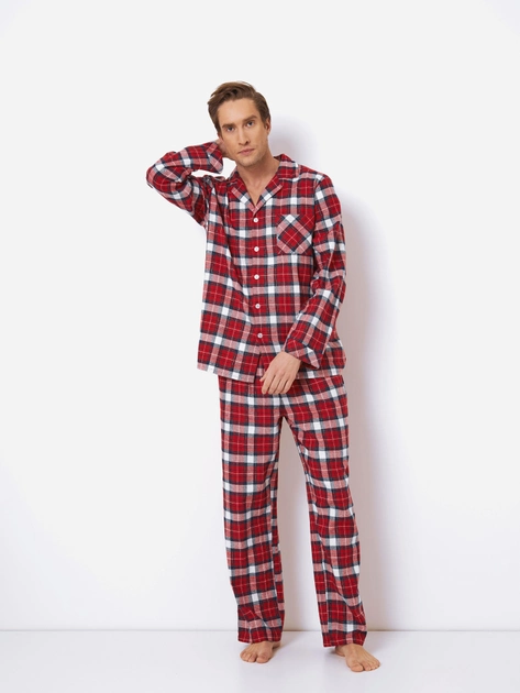 Піжама (сорочка + штани) чоловіча великих розмірів бавовняна Aruelle Michael pajama long 2XL Червона (5905616145303) - зображення 1