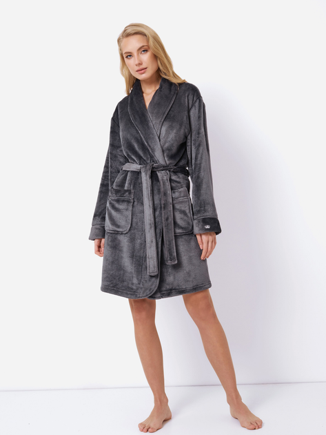 Szlafrok Aruelle Eva bathrobe L Czarny (5904541439792) - obraz 1