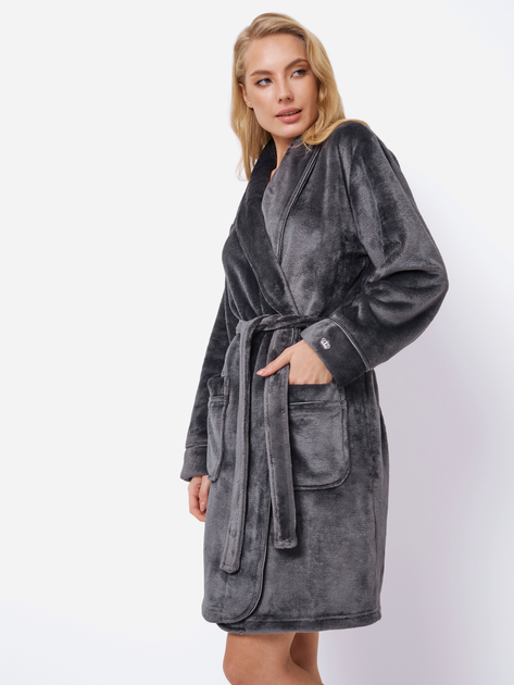 Халат жіночий великого розміру Aruelle Eva bathrobe XL Чорний (5904541439808) - зображення 2