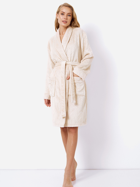 Szlafrok Aruelle Zahra bathrobe S Beżowy (5905616140285) - obraz 1