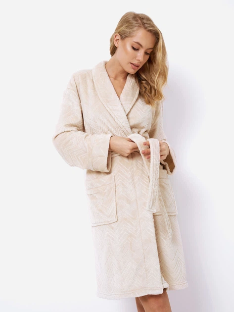 Szlafrok Aruelle Zahra bathrobe L Beżowy (5905616140308) - obraz 3