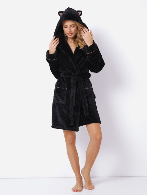 Халат жіночий Aruelle Dionella bathrobe M Чорний (5905616140698) - зображення 1