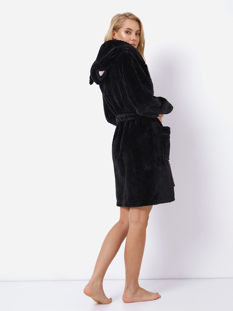 Халат жіночий великого розміру з капюшоном Aruelle Dionella bathrobe XL Чорний (5905616140711) - зображення 2