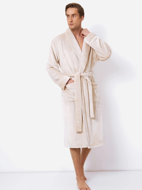 Халат чоловічий з велсофту теплий Aruelle Henry bathrobe XL Кремовий (5905616144948) - зображення 1