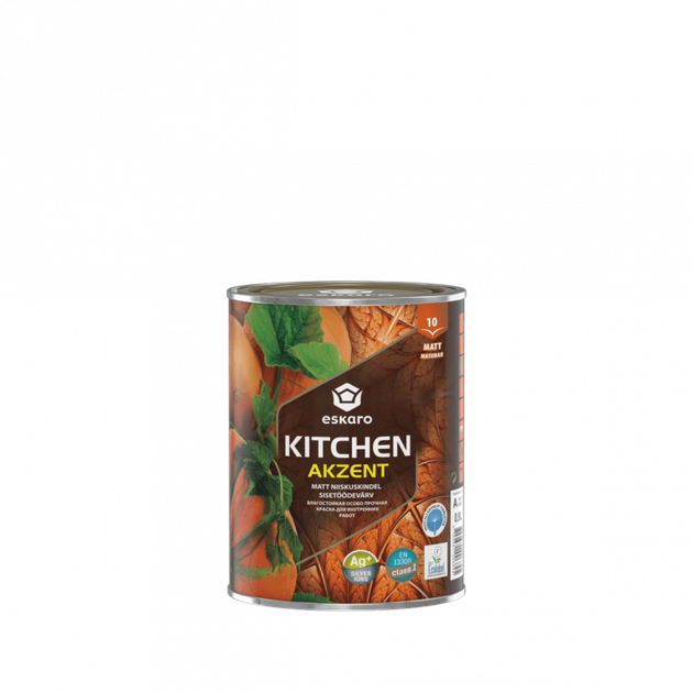 Краска акриловая Eskaro Akzent Kitchen шелковистый мат белый 0,9л (42034) - изображение 2