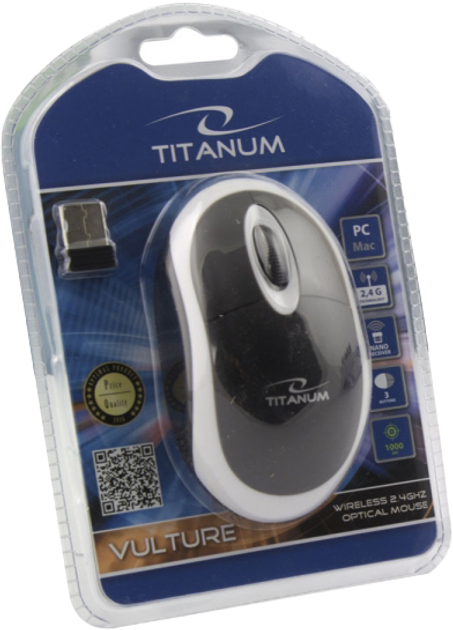 Mysz bezprzewodowa Esperanza Titanum TM116W Czarny/Biały (5901299926093) - obraz 3