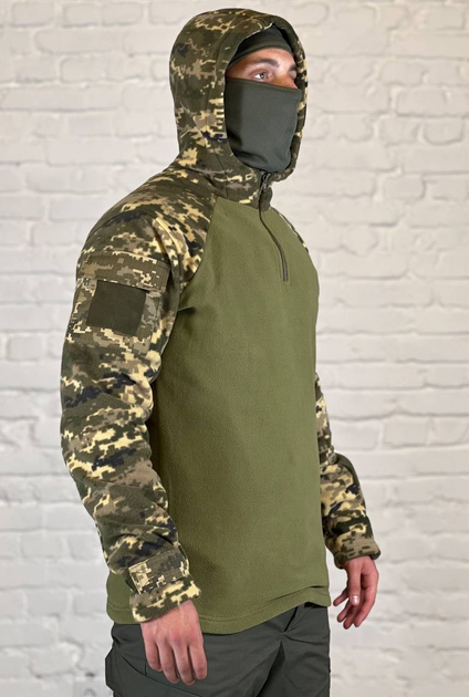 Убакс армійський на флісі з капюшоном Піксель/Олива XL - зображення 1