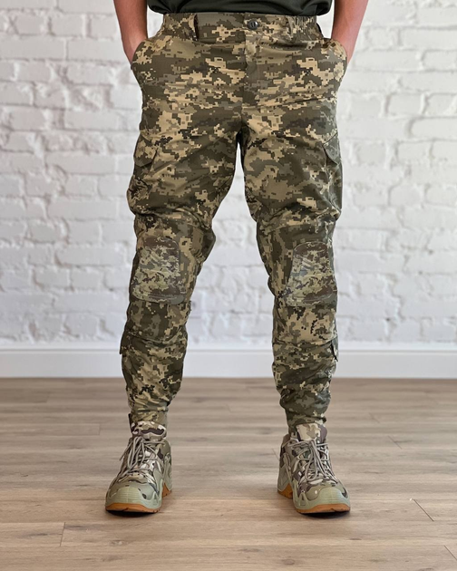 Тактичні штани ріп-стоп з флісовою підкладкою з НАКОЛІННИКАМИ Піксель XL - зображення 1