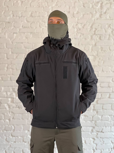 Куртка военная флисовая SoftShell осень/зима Черная S - изображение 1