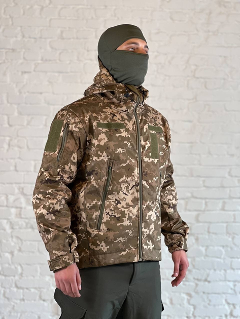 Куртка армейская на флисе SoftShell осень/зима Пиксель M - изображение 2