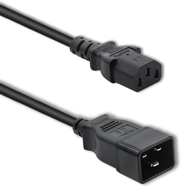 Kabel zasilający do UPS Qoltec IEC C20-C13 3x1.5mm², 1.2m Czarny (5901878539911) - obraz 1