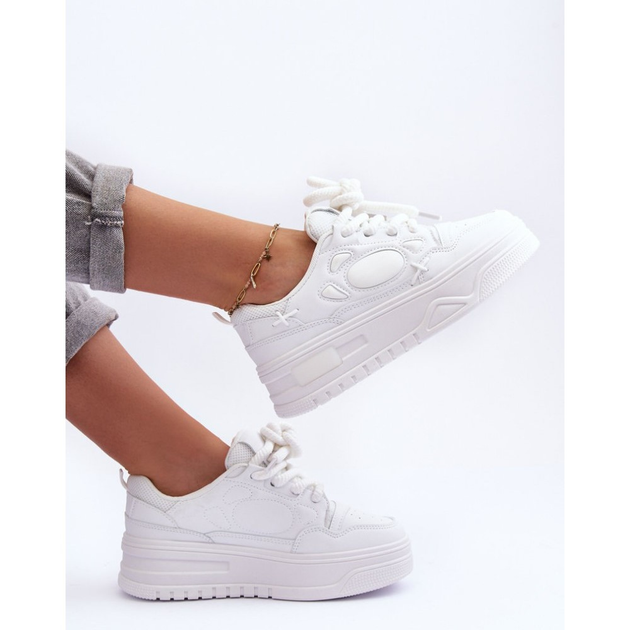 Sneakersy damskie na wysokiej platformie Finos 40 Białe (5905677883992) - obraz 3