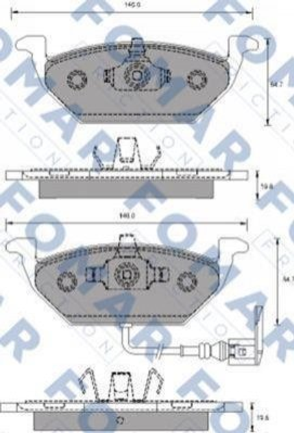 Тормозные колодки FOMAR FO687781 Audi A3, A2; Volkswagen Bora, Polo, Golf, Caddy, Jetta; Skoda Fabia, Octavia, Yeti, Roomster; Seat Leon, Ibiza, Toledo, Cordoba 1J0698151D, 1J0698151E, 1J0698151F - изображение 1