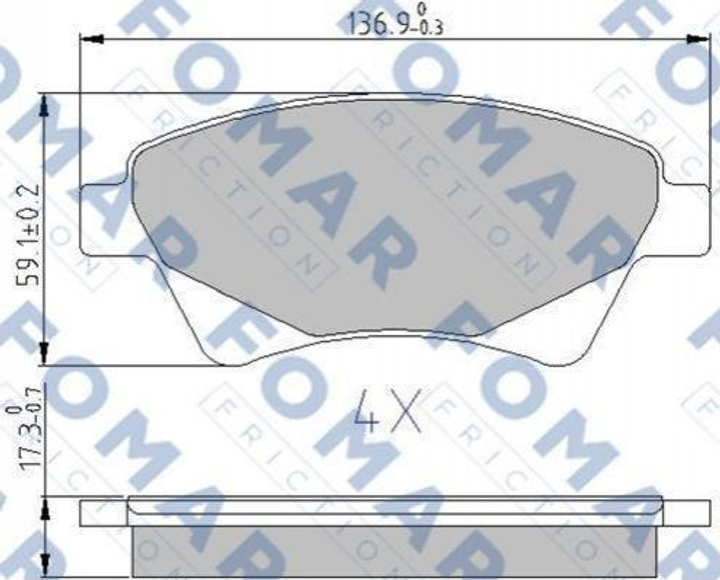 Тормозные колодки FOMAR FO908281 Renault Kangoo, Megane, Scenic, Grand Scenic 410601241R, 410608713R, 7701206044 - изображение 1