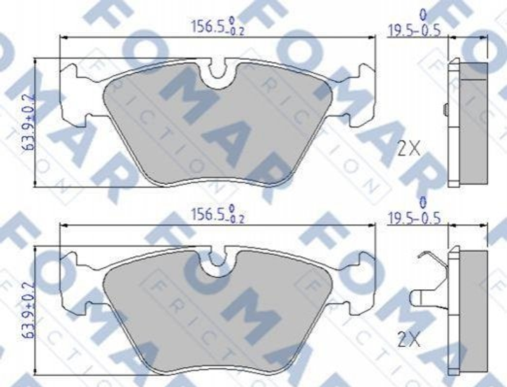 Тормозные колодки FOMAR FO449481 BMW 5 Series, 7 Series, 3 Series 34111153910, 34111157039, 34111157569 - изображение 1