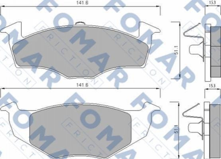 Тормозные колодки FOMAR FO682581 Seat Cordoba, Ibiza, Toledo; Volkswagen Polo, Golf, Vento 140698151B, 1H0698151B, 1H0615105E - изображение 1
