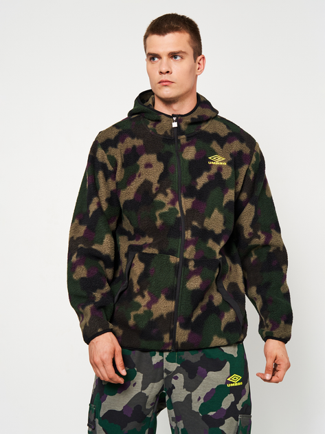 Толстовка на флисе, на молнии мужская Umbro Terrain Polar Fleece Zip Hoodie C10030-JSU L Темно-зеленая с черным (5057807701154) 