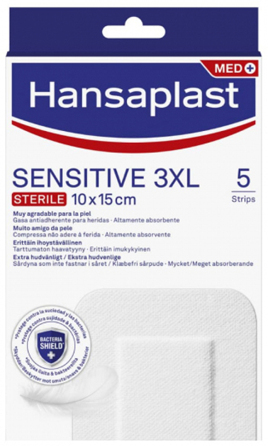 Пластир Hansaplast Sensitive 3XL 5 Dressings 10 x 15 см (4005800304040) - зображення 1