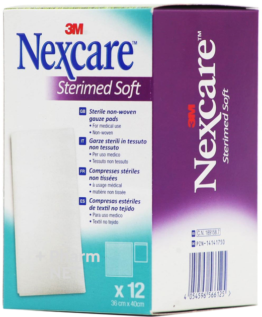 Пластир 3M NexCare 3m Sterimed Soft Gauze Sterile 36 x 40 см 12 шт (4054596566125) - зображення 1