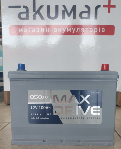 Автомобільний акумулятор 100Ah 850A R+Max Drive ASIA (правый +) - изображение 1