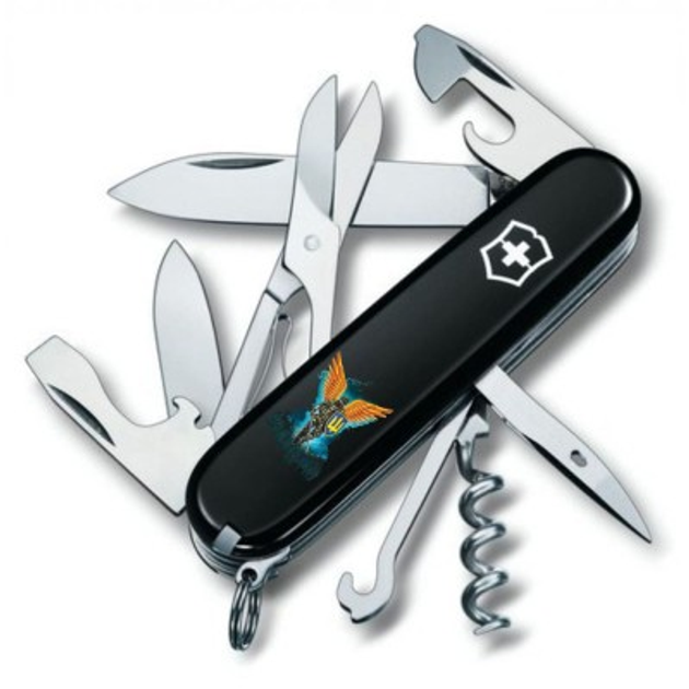 Ніж Victorinox Climber Ukraine Black "Янгол ЗСУ" (1.3703.3_T1061u) - изображение 1