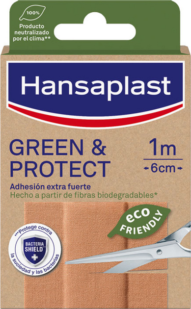 Пластырь Hansaplast Green & Protect 1 м x 6 см 10 шт (4005800303807) - изображение 1
