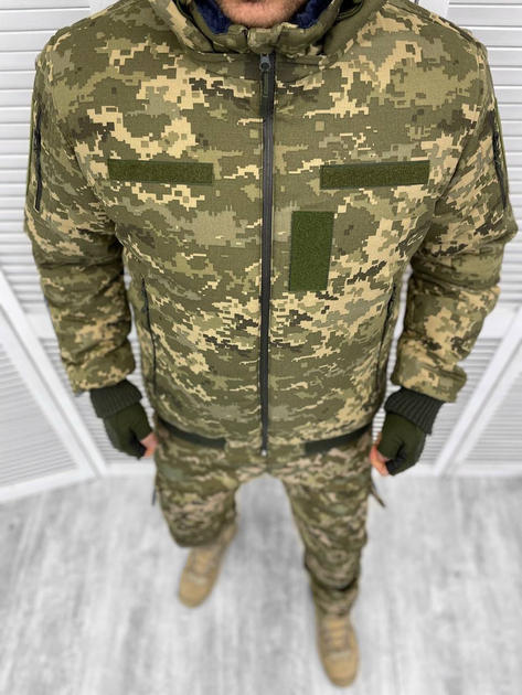 Мужской зимний Бушлат-бомбер грета с меховой подкладкой / Куртка с капюшоном пиксель размер XL - изображение 2