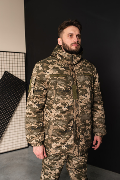 Мужская зимняя Куртка пиксельная с капюшоном / Бушлат размер 50 - изображение 1