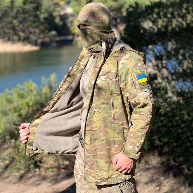 Чоловіча демісезонна Куртка CORDURA флісі з Капюшоном та Липучками під шеврони мультикам розмір XL - зображення 1