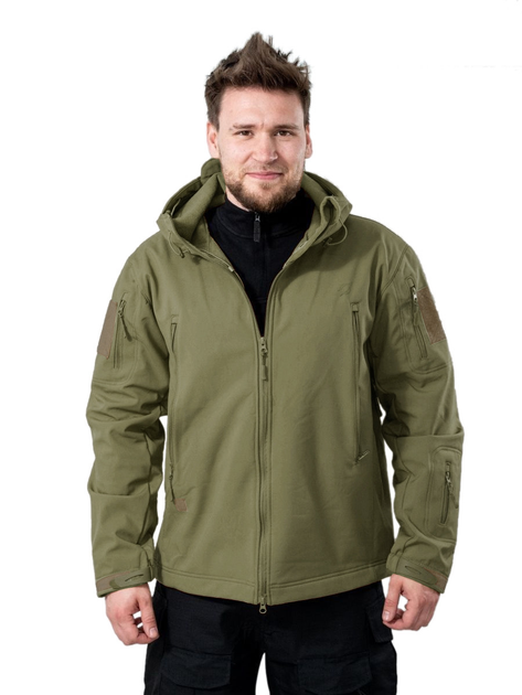 Демисезонная тактическая куртка Eagle Soft Shell JA-23 на флисе L Green Olive - изображение 1