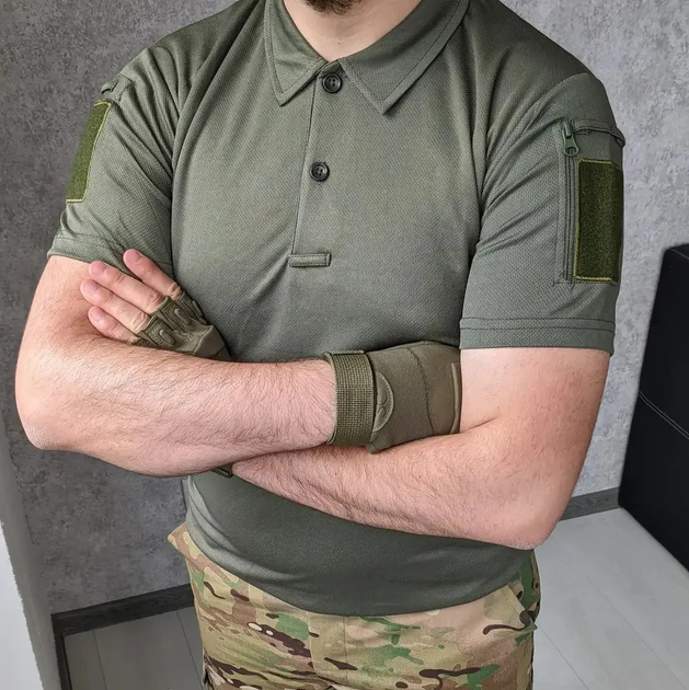 Мужская тактическая футболка поло с коротким рукавом для военных Хаки XXL - изображение 1