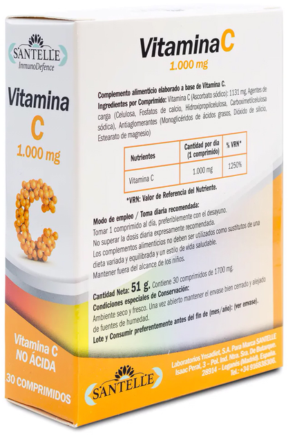 Дієтична добавка Santelle Inmunodefence Vitamina C No Aćcida 1700 мг 30 капсул (8412016373221) - зображення 2